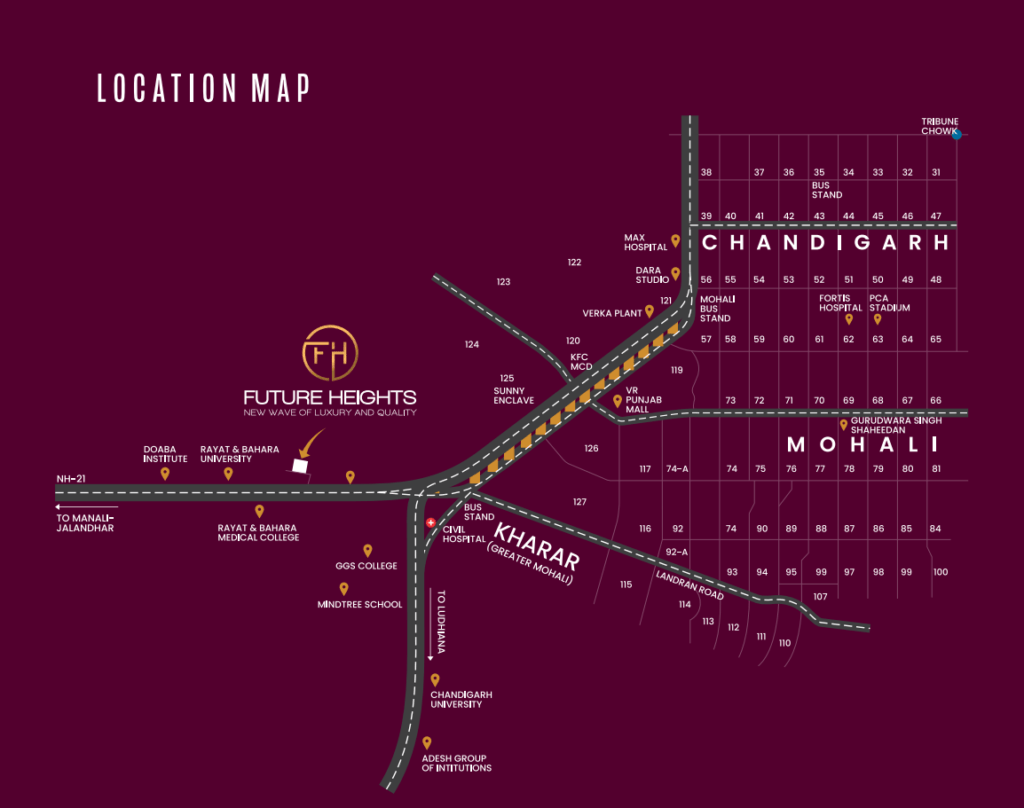 Real Wealth I Trusted Property Consultants In Mohali   Location Map Future Heights 1024x808 