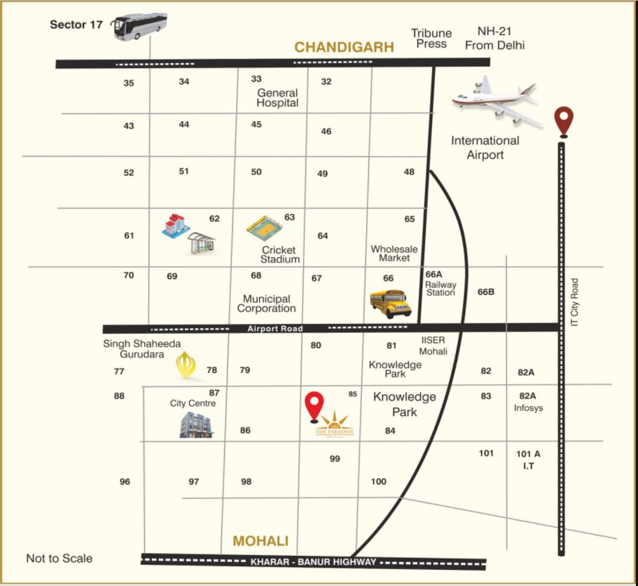 the paradise mohali location map